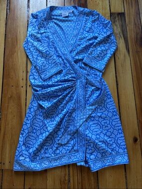 Gretchen Scott Designs Blue Geometric Wrap Dress